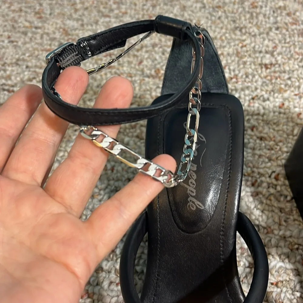 NEW Free People Parker Chain Heels in Black Size 8.5